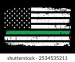 USA flag with a green line for border patrol, park rangers, and federal agents.