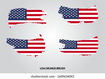 USA Flag grunge brush splash set America