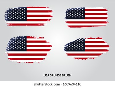 USA Flag grunge brush splash set America