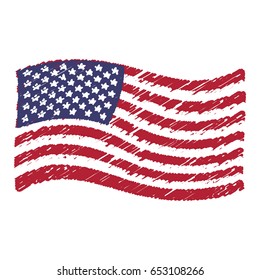 USA flag grunge pencil drawing sketching isolated vector illustration
