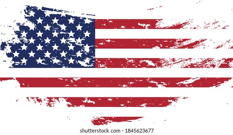 Bandera de los Estados Unidos de estilo grunge. Bandera de EEUU con pincel. Símbolo americano. Ilustración de Raster