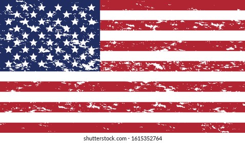 USA flag in grunge style.Old dirty American flag. American Symbol. Icon For Website Or Mobile App