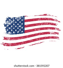 USA flag in grunge style on a white background