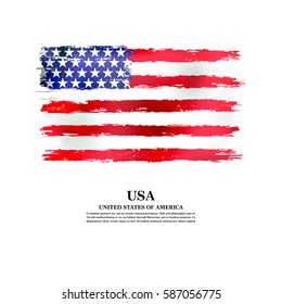 USA flag in grunge style on a white background.