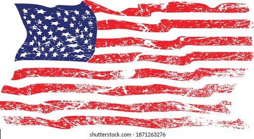 USA flag in grunge style . Vector illustration