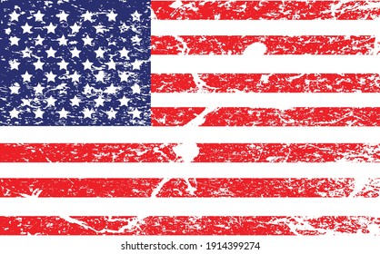 USA Flag In Grunge Style . Vector Illustration