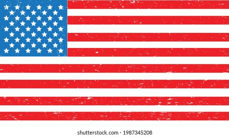 USA flag in grunge style . Vector illustration