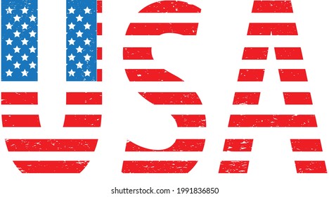 USA flag in grunge style . Vector illustration