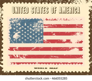 USA flag in grunge style. Vector illustration