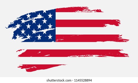 USA flag in grunge style.Vector flag of America.