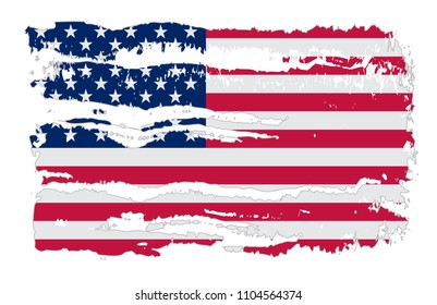 USA flag in grunge style.Vector American flag.