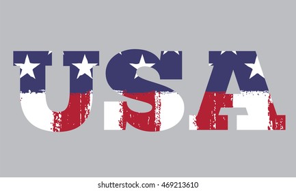 USA flag in grunge text