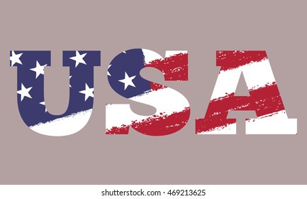 USA flag in grunge text