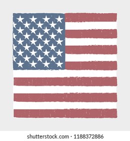 USA flag with grunge texture. American national symbol. Vector illustration.