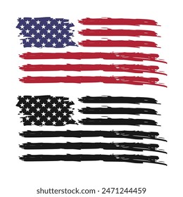 usa flag grunge vector illustration color and black