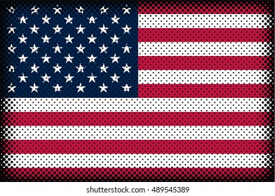 USA flag with halftone effect.American flag.Vector illustration.