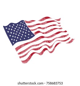 USA Flag Hand Drawn on White Background. Vector illustration
