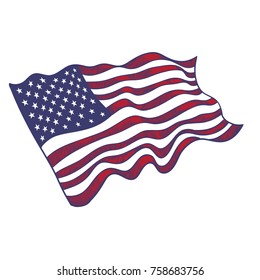 USA Flag Hand Drawn on White Background. Vector illustration