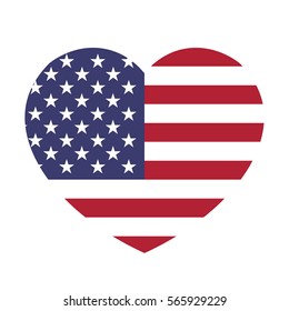 USA flag in the heart. American flag vector illustration.