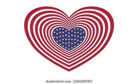 USA flag in heart, creative flag