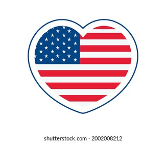 usa flag heart emblem icon