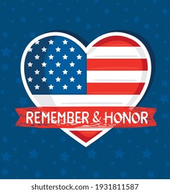 usa flag in heart frame