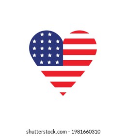 Usa flag in heart icon