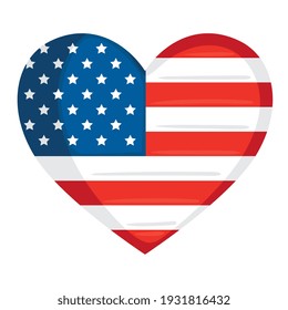 Usa Flag In Heart Love