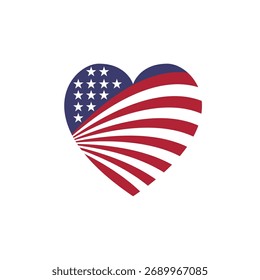 Bandera de EE.UU. en forma de corazón