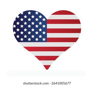 USA Flag in Heart Shape, America Flag Vector, Heart shape Flag US, USA Independence day