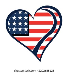 USA Flag Heart Shape Love America