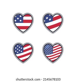 USA flag in heart shape. United States of America national symbol. American love.