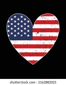 USA flag heart shirt design