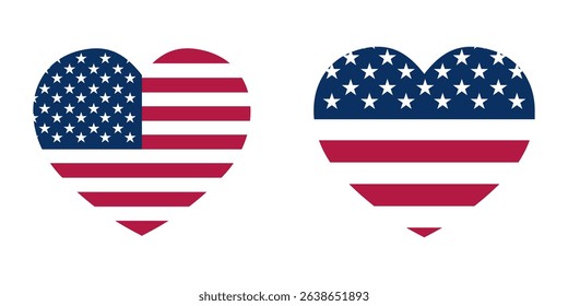 USA flag heart sign icon