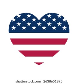 USA flag heart sign icon