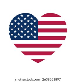 USA flag heart sign icon