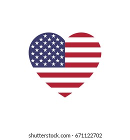 USA Flag Heart Silhouette