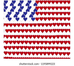 USA flag hearts