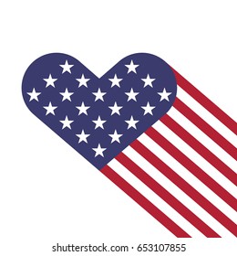 USA flag hearts shape vector illustration for Independence Day, Memorial Day or others