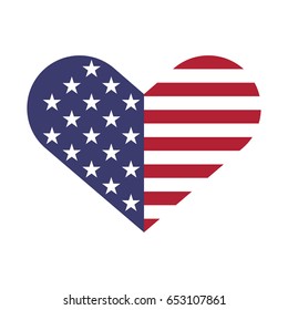 USA flag hearts shape vector illustration for Independence Day, Memorial Day or others