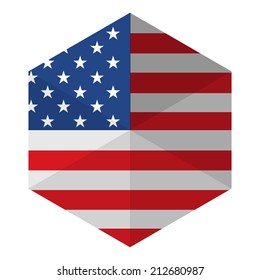 USA Flag Hexagon Flat Icon Button