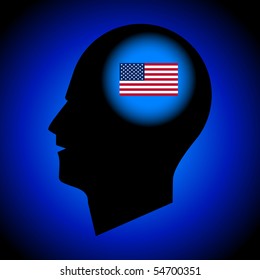 USA Flag in Human Head