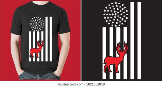 USA Flag hunting t shirt design vector 