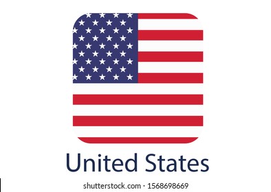 USA flag icon, American flag vector illustration