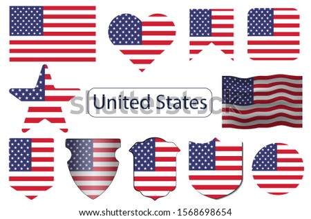 USA flag icon, American flag vector illustration