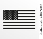 USA flag icon. Black and white United States of America national symbol. Vector illustration.