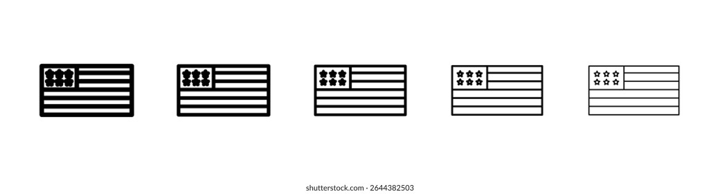 USA flag icon graphic set. trendy stroke line style
