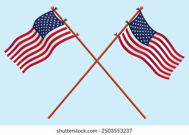 Ilustración de icono de bandera de EE. UU. Para educación sobre los Estados Unidos y símbolos para el Día de la Independencia de los Estados Unidos.