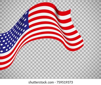 USA flag icon on transparent background. Vector illustration