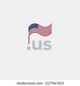 USA flag icon. Original simple design of the us flag on white background, place for text. Design element, template national poster with us domain. State patriotic banner of united states. Vector